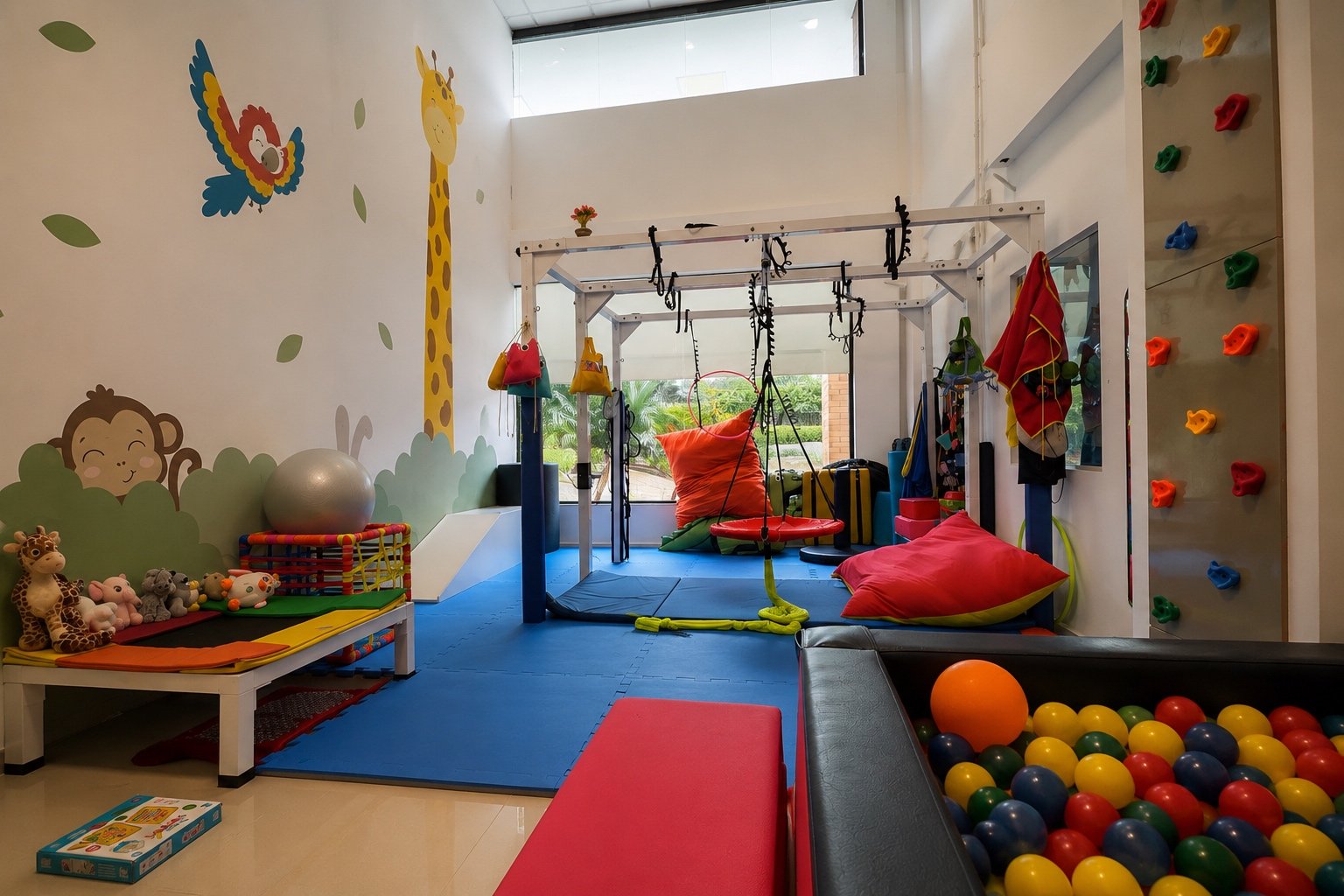 Sala de Terapia Ocupacional · equipamentos suspensos de Integração Sensorial